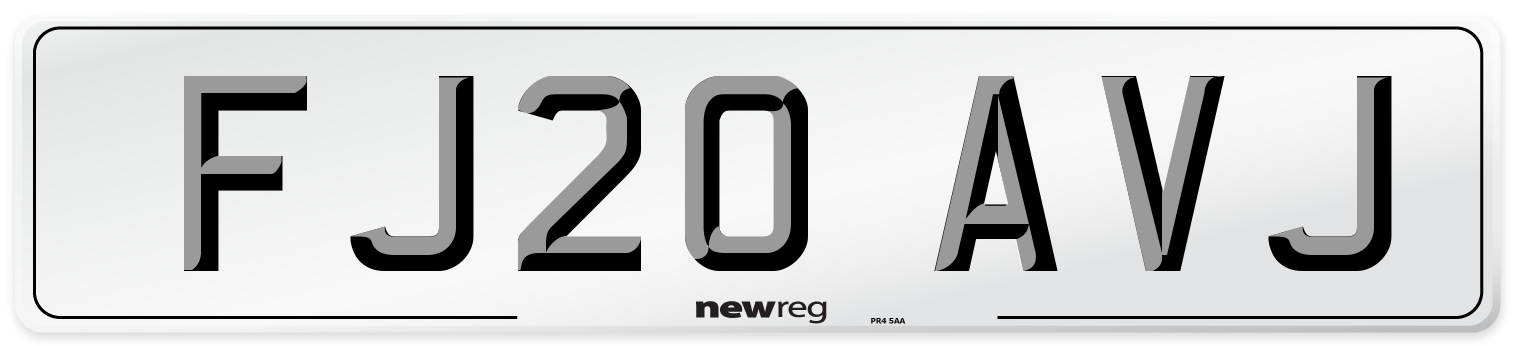 FJ20 AVJ Number Plate from New Reg